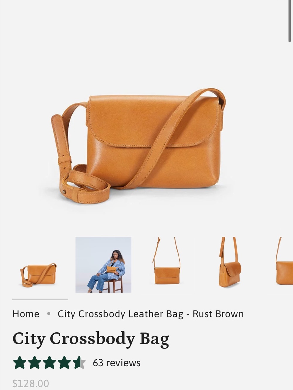• Parker Clay • City Crossbody Leather Purse Rust Brown